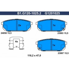 B1.G120-1025.2 GALFER КомплеК т гальмівних колодок, дискове гальмо