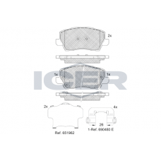 182325 ICER Комплект гальмівних колодок дисковий гальм