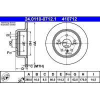 24.0110-0712.1 ATE Гальмівний диск