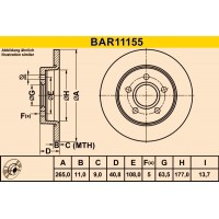 BAR11155 BARUM Гальмівний диск