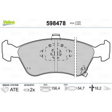 598478 VALEO Комплект гальмівних колодок дисковий гальм