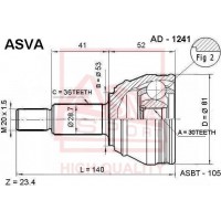 AD-1241 ASVA Шарнирный комплект, Привідний вал