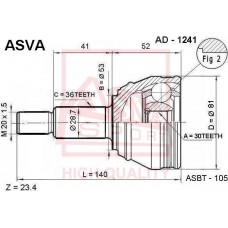 AD-1241 ASVA Шарнирный комплект, Привідний вал