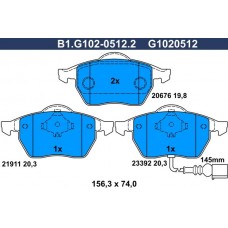 B1.G102-0512.2 GALFER КомплеК т гальмівних колодок, дискове гальмо