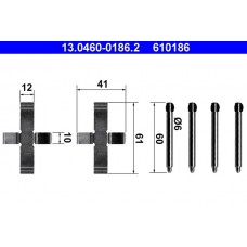 13.0460-0186.2 ATE Комплектуючі колодки дискового гальма