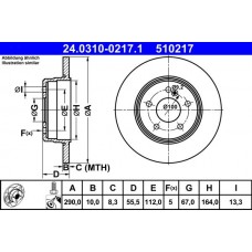24.0310-0217.1 ATE Гальмівний диск