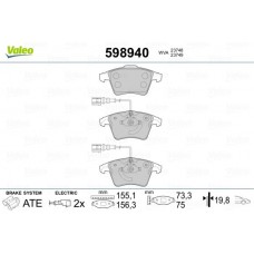 598940 VALEO Комплект гальмівних колодок дисковий гальм