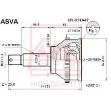 HY-011A47 ASVA Шарнирный комплект, Привідний вал