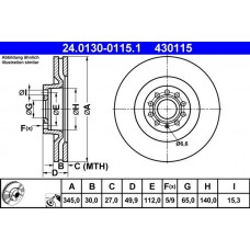24.0130-0115.1 ATE Гальмівний диск