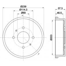 8DT 355 303-041 HELLA PAGID Гальмівний барабан