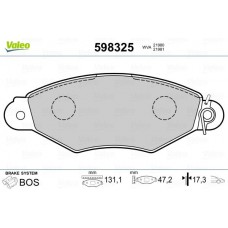 598325 VALEO Комплект гальмівних колодок дисковий гальм