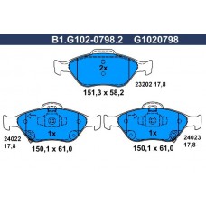 B1.G102-0798.2 GALFER КомплеК т гальмівних колодок, дискове гальмо