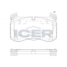182436 ICER Комплект гальмівних колодок дисковий гальм