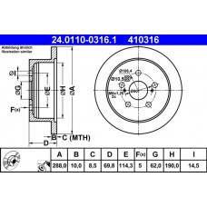 24.0110-0316.1 ATE Гальмівний диск