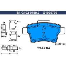 B1.G102-0799.2 GALFER КомплеК т гальмівних колодок, дискове гальмо