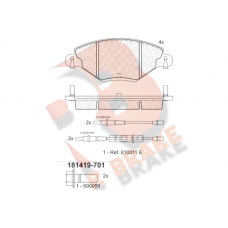 RB1419-701 R BRAKE Комплект гальмівних колодок дисковий гальм