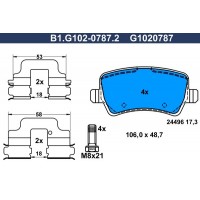 B1.G102-0787.2 GALFER КомплеК т гальмівних колодок, дискове гальмо
