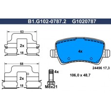 B1.G102-0787.2 GALFER КомплеК т гальмівних колодок, дискове гальмо