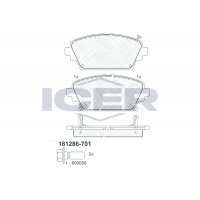 181286-701 ICER Комплект гальмівних колодок дисковий гальм