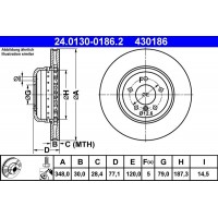 24.0130-0186.2 ATE Гальмівний диск