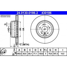 24.0130-0186.2 ATE Гальмівний диск