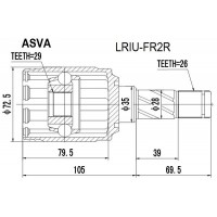 LRIU-FR2R ASVA Шарнирный комплект, Привідний вал