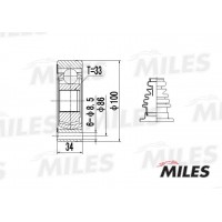 GA10009 MILES Шарнирный комплект, Привідний вал