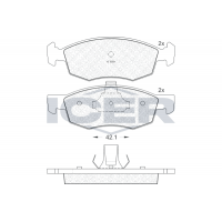 181508 ICER Комплект гальмівних колодок дисковий гальм
