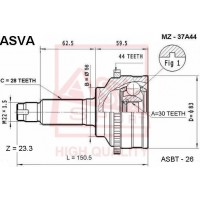 MZ-37A44 ASVA Шарнирный комплект, Привідний вал
