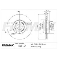 BD-0169 FREMAX Гальмівний диск
