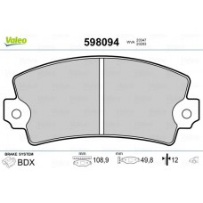 598094 VALEO КомплеК т гальмівних колодок, дискове гальмо