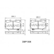 DBP1308 DANAHER Комплект гальмівних колодок дисковий гальм
