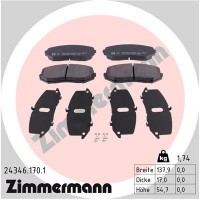24346.170.1 ZIMMERMANN КомплеК т гальмівних колодок, дискове гальмо