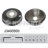 J3400500 NIPPARTS Гальмівний барабан