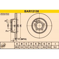BAR12138 BARUM Гальмівний диск