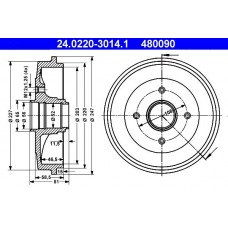 24.0220-3014.1 ATE Гальмівний барабан