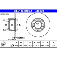 24.0116-0100.1 ATE Гальмівний диск