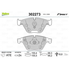 302273 VALEO КомплеК т гальмівних колодок, дискове гальмо