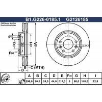B1.G226-0185.1 GALFER Гальмівний диск