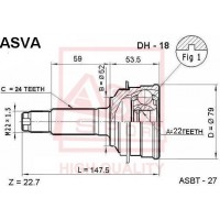 DH-18 ASVA Шарнирный комплект, Привідний вал