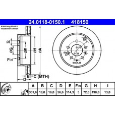 24.0118-0150.1 ATE Гальмівний диск