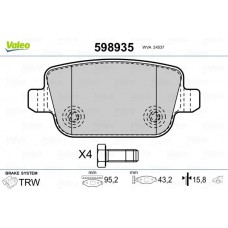 598935 VALEO Комплект гальмівних колодок дисковий гальм