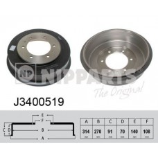 J3400519 NIPPARTS Гальмівний барабан