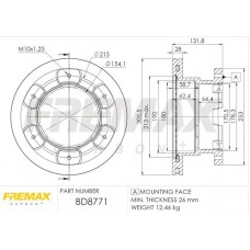 BD-8771 FREMAX Гальмівний диск