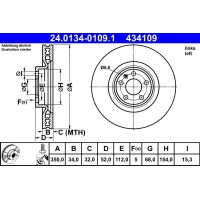 24.0134-0109.1 ATE Гальмівний диск