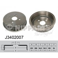 J3402007 NIPPARTS Гальмівний барабан
