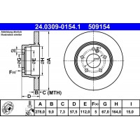 24.0309-0154.1 ATE Гальмівний диск