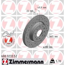 600.3233.52 ZIMMERMANN Гальмівний диск