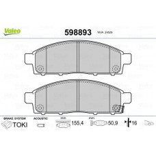 598893 VALEO КомплеК т гальмівних колодок, дискове гальмо
