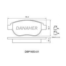 DBP1653-01 DANAHER Комплект гальмівних колодок дисковий гальм